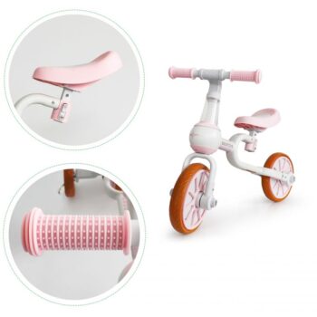 Detský bicykel, odrážadlo v ružovej farbe Ecotoys 4v1