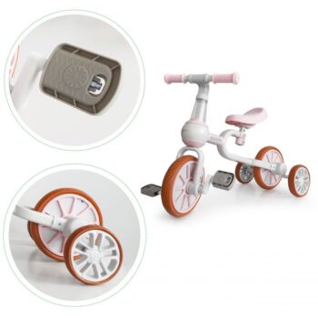 Detský bicykel, odrážadlo v ružovej farbe Ecotoys 4v1