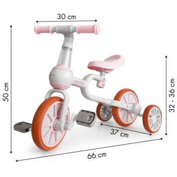 Detský bicykel, odrážadlo v ružovej farbe Ecotoys 4v1