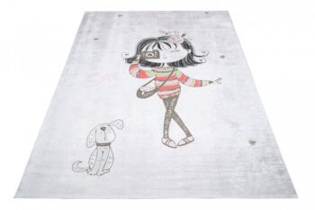 Detský koberec do dievčenskej izby so slečnou a psíkom Šírka: 160 cm | Dĺžka: 220 cm