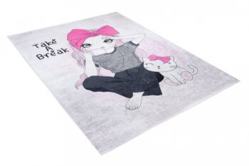 Detský koberec do dievčenskej izby so slečnou s kávou Šírka: 80 cm | Dĺžka: 150 cm