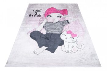 Detský koberec do dievčenskej izby so slečnou s kávou Šírka: 80 cm | Dĺžka: 150 cm