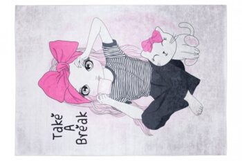 Detský koberec do dievčenskej izby so slečnou s kávou Šírka: 80 cm | Dĺžka: 150 cm