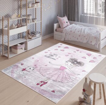 Detský ružový koberec s balerínou Šírka: 80 cm | Dĺžka: 150 cm