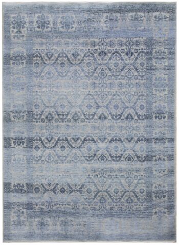 Diamond Carpets India, Ručne viazaný kusový koberec Diamond DC-HALI B Silver / blue, 140x200, modrá, chodba / predsieň