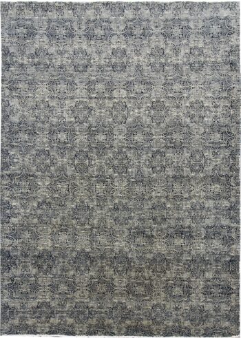 Diamond Carpets India, Ručne viazaný kusový koberec Diamond DC-JK 1 SILVER / BLACK, 160x230, šedá, chodba / predsieň