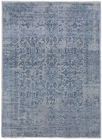 Diamond Carpets India, Ručne viazaný kusový koberec Diamond DC-JK 1 Silver / blue, 180x275, modrá, chodba / predsieň