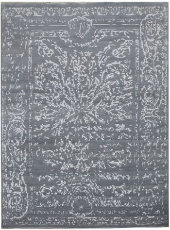 Diamond Carpets India, Ručne viazaný kusový koberec Diamond DC-JK 2 Light grey / silver, 140x200, šedá, chodba / predsieň