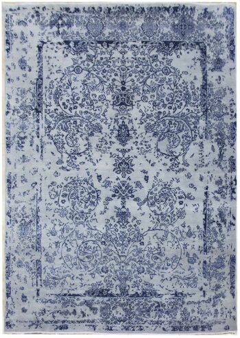 Diamond Carpets India, Ručne viazaný kusový koberec Diamond DC-JK ROUND Silver / peacock blue, 180x275, modrá, chodba / predsieň