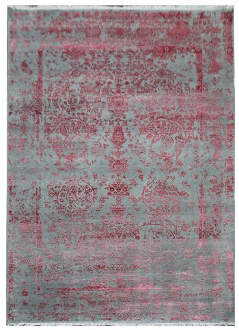 Diamond Carpets India, Ručne viazaný kusový koberec Diamond DC-JK ROUND Silver / pink, 245x305, ružová, chodba / predsieň