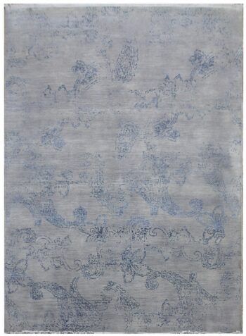 Diamond Carpets India, Ručne viazaný kusový koberec Diamond DC-KERRY 2 Silver / blue, 365x550, modrá, chodba / predsieň