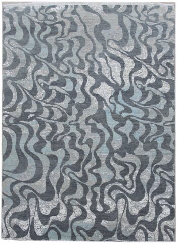 Diamond Carpets India, Ručne viazaný kusový koberec Diamond DC-M1 Grey / aqua, 305x425, šedá, chodba / predsieň