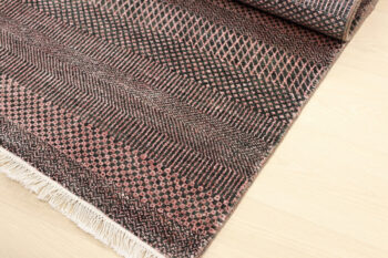 Diamond Carpets India, Ručne viazaný kusový koberec Diamond DC-MCN Black / rust, 140x200, červená, chodba / predsieň