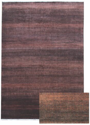 Diamond Carpets India, Ručne viazaný kusový koberec Diamond DC-MCN Black / rust, 140x200, červená, chodba / predsieň