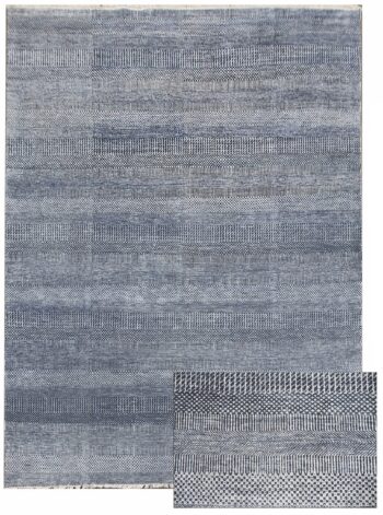 Diamond Carpets India, Ručne viazaný kusový koberec Diamond DC-MCN Medium blue / silver, 160x230, modrá, šedá, chodba / predsieň