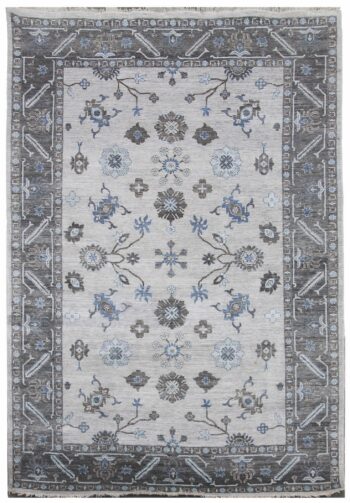 Diamond Carpets India, Ručne viazaný kusový koberec Diamond DC-USHAK silver / black, 305x425, šedá, kancelária