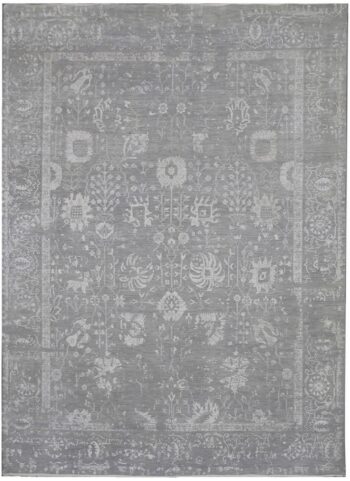 Diamond Carpets India, Ručne viazaný kusový koberec Diamond DC-VASE 3 Silver / silver, 305x425, šedá, chodba / predsieň