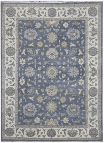 Diamond Carpets India, Ručne viazaný kusový koberec Diamond DC-Zigler Jeans blue / ivory, 365x457, modrá, chodba / predsieň