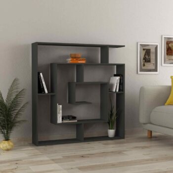 Regál ALVA: Moderná knižnica pre vašu obývaciu izbu Typ tovaru: Regál, knižnica Materiál: Melamín, VT laminát Rozmery: 129 x 125 x 22 cm Farba: Antracit Hrúbka materiálu: 18mm Zariaďte svoju obývaciu izbu štýlovou a dizajnovou knižnicou ALVA. S rozmermi 129 x 125 x 22 cm sa perfektne zmestí do každého moderného interiéru. Tento regál je vyrobený z vysoko kvalitného melamínu a VT laminátu, čo mu dodáva odolnosť a dlhú životnosť.  Moderný a dizajnový vzhľad Vhodné do obývačky < li>4 priestranné police pre vaše knihy alebo dekorácie Odolná konštrukcia s hrúbkou materiálu 18mm Jednoduchá montáž a údržba  Prineste do svojho domova kúsok luxusu s knižnicou ALVA.