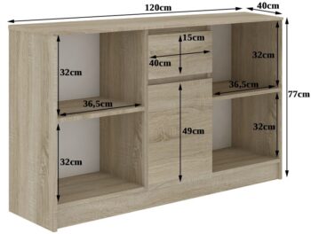 Komoda B52-120: Moderná elegancia v odtieni dub Sonoma Zoznámte sa s B52-120, luxusnou komodou, ktorá kombinuje moderný dizajn s praktickosťou. Ideálna pre každú spálňu alebo obývacia izba, ktorá potrebuje štipku elegancie a funkčnosti.  Typ tovaru: Komoda , skrinka Materiál: Kvalitné LTD Rozmer: 77 x 120 x 40 cm < strong>Farba: Teplý odtieň dub Sonoma Vybavenie: 1 zásuvka pre pohodlné skladovanie Štýl: Moderné a dizajnové prevedenie Počet dverí: 1 dverové - ľahký a rýchly prístup k vašim obľúbeným veciam Počet políc: 6, pre premyslenú organizáciu a úschovu  Posaďte svoj domov do nového svetla s komodou B52-120 a zaraďte kúsok nábytku, ktorý skvele vyzerá a zároveň skvele slúži. >