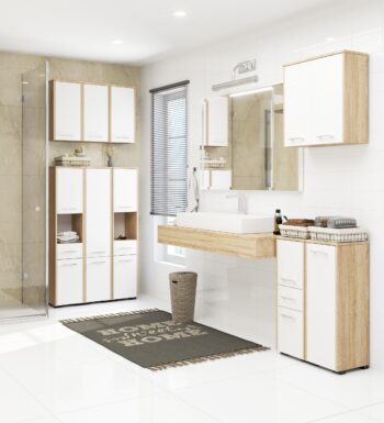 ISLA60: Moderná Kúpeľňová skrinka v Dub Sonoma a Bielej Farbe Hľadáte ideálne spojenie elegancie a funkcionality pre vašu kúpeľňu? Skrinka ISLA60 je odpoveďou na vaše prianie. Prenášajúci teplý tón duba Sonoma v kombinácii s čistou bielou, táto skrinka je pravou voľbou pre tých, ktorí hľadajú moderné a dizajnové riešenie pre svoj priestor.  Typ tovaru: Kúpeľňová skrinka Vhodné do miestnosti: Kúpeľňa Materiál: LTD Rozmer:< /strong> 60 x 60 x 22.5 cm Farba: Dub Sonoma + biela Vybavenie: Plné dvierka Štýl: Moderné, dizajnové Počet políc: 2  S dvoma praktickými policami ponúka skrinka ISLA60 dostatok úložného priestoru pre všetky vaše kúpeľňové potreby. Pridajte do svojej kúpeľne kúsok designu a praktickosti s týmto vynikajúcim kúskom nábytku.