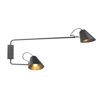 Dizajnová nástenná lampa čierna 2-svetlo nastaviteľná - Lune