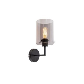 Dizajnová nástenná lampa čierna s dymovým sklom - Dome