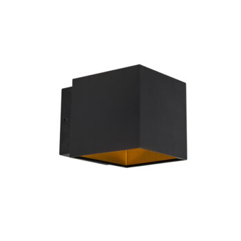 Dizajnová nástenná lampa čierna/zlatá vrátane LED - Caja