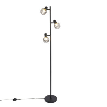 Dizajnová stojaca lampa čierna 3-svetlo nastaviteľná - Mesh
