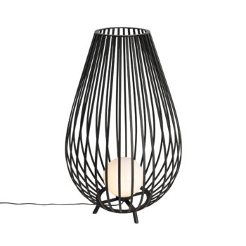 Dizajnová stojaca lampa čierna s opálom 110 cm - Angela