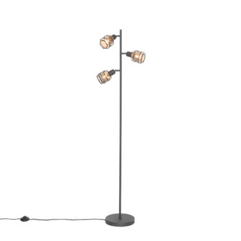 Dizajnová stojaca lampa čierna so zlatom 3-svetlo - Noud