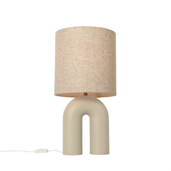 Dizajnová stolná lampa béžová s tienidlom z ľanu béžová - Lotti