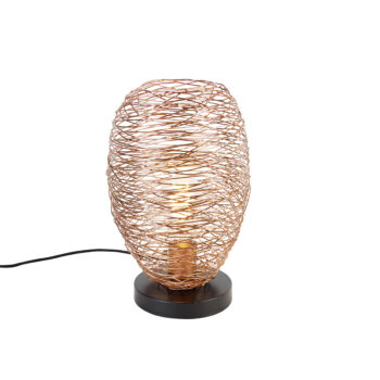 Dizajnová stolná lampa medená s čiernou 30 cm - Sarella
