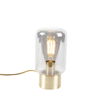 Dizajnová stolová lampa mosadz so sklom s dymovým efektom - Bliss Cute