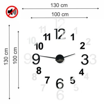 Dizajnové čierne nalepovacie hodiny 130cm