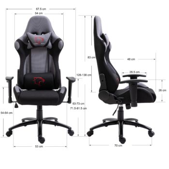 BIT38: Moderné Kancelárske Kreslo v Šedom Designe pre Detskú Izbu Typ: BIT38 kombinuje funkčnosť a dizajn, čím vytvára perfektné kancelárske kreslo pre detskú izbu. Jeho neutrálna šedá farba pridáva na sofistikovanosti a ľahko sa hodí k rôznym dekoratívnym štýlom. Materiál: Poťah kresla je vyrobený z kvalitnej látky (ktorá nie je sieťovina ani zamat), čo zaisťuje pohodlie a dlhú životnosť produktu. Rozmery: 138 x 67.5 x 70 cm - ideálne rozmery, ktoré poskytujú optimálny komfort pri sedení a zároveň šetria miesto v detskom izbe. Funkcie:  Otočné: Flexibilita, ktorú oceníte pri každodennom používaní. Nastaviteľná výška: Umožňuje ľahké prispôsobenie výšky sedadla podľa potrieb vášho dieťaťa.  Kolieska: Odolné teflónové kolieska zaisťujú hladký pohyb kresla bez rizika poškodenia podlahy.