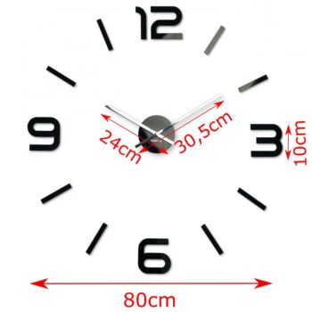 Dizajnové nalepovacie hodiny 80 cm tmavohnedá
