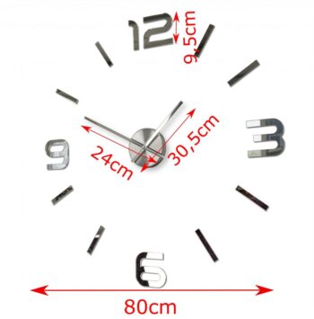 Dizajnové nalepovacie hodiny 80 cm zrkadlové