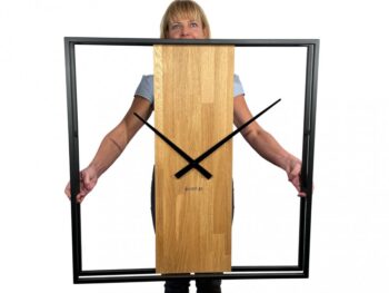 Dizajnové nástenné hodiny v kombinácií dreva a kovu 80 cm