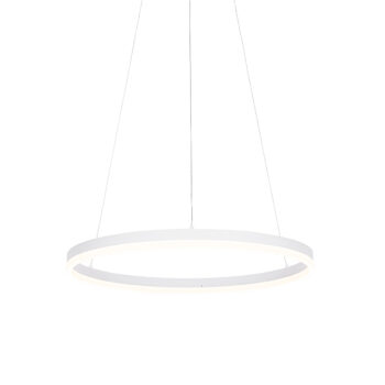 Dizajnové závesné svietidlo biele 60 cm vrátane LED 3-stupňového stmievača - Anello