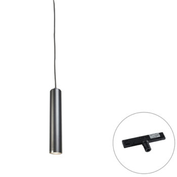 Dizajnové závesné svietidlo čierne vrátane adaptéra na koľajnicu 1-fázové - Slimline Tuba Small