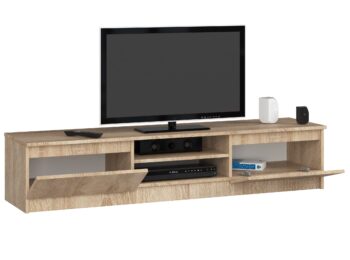 Moderný TV stolík ROMANA160 v elegantnej farbe duba Sonoma Predstavujeme ROMANA160 – TV stolík, ktorý sa vyznačuje elegantným dizajnom a prírodným vzhľadom duba Sonoma. Toto spojenie dodá vašej obývačke sofistikovaný a zároveň útulný vzhľad.  Typ tovaru: TV stolík Materiál: LTD Rozmery: 33 x 160 x 40 cm Farba: dub Sonoma Vybavenie: dvierka plné (skrinka) Štýl: moderné, dizajnové Počet políc: 2< /li>  TV stolík ROMANA160 ponúka kombináciu praktickosti a vizuálneho pôvabu. Vďaka dvom policiam a priestranným dvierkam ponúka dostatok miesta na skladovanie. Je ideálnou voľbou pre všetkých, ktorí hľadajú moderný nábytok s klasickým nádychom.