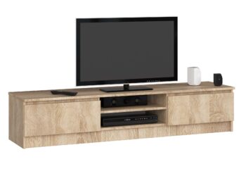Moderný TV stolík ROMANA160 v elegantnej farbe duba Sonoma Predstavujeme ROMANA160 – TV stolík, ktorý sa vyznačuje elegantným dizajnom a prírodným vzhľadom duba Sonoma. Toto spojenie dodá vašej obývačke sofistikovaný a zároveň útulný vzhľad.  Typ tovaru: TV stolík Materiál: LTD Rozmery: 33 x 160 x 40 cm Farba: dub Sonoma Vybavenie: dvierka plné (skrinka) Štýl: moderné, dizajnové Počet políc: 2< /li>  TV stolík ROMANA160 ponúka kombináciu praktickosti a vizuálneho pôvabu. Vďaka dvom policiam a priestranným dvierkam ponúka dostatok miesta na skladovanie. Je ideálnou voľbou pre všetkých, ktorí hľadajú moderný nábytok s klasickým nádychom.