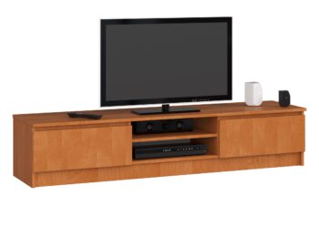 TV stolík ROMANA160: Elegantný dizajn vo farbe jelša TV stolík ROMANA160 predstavuje sofistikovanú kombináciu moderného dizajnu a prírodnej farby jelše. Toto riešenie skvele doplní každú obývaciu izbu, ktorá sa orientuje na modernú estetiku s dotykom prírody.  Typ tovaru: TV stolík  Materiál: LTD Rozmery: 33 x 160 x 40 cm Farba: jelša Vybavenie: dvierka plné (skrinka) Štýl: moderné, dizajnové Počet políc:< /strong> 2  ROMANA160 je nielen vizuálne pôsobivý, ale aj praktický, vďaka priestranným dvierkam a dvom políciam. Perfektne kombinuje funkciu a formu pre tých, ktorí hľadajú štýl a funkcionalitu v jednom.
