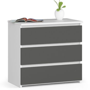 CLAN60 - Nočný stolík, kde sa stretáva moderný dizajn s praktickosťou Chcete oživiť svoju spálňu eleganciou a funkčnosťou? Nočný stolík CLAN60 predstavuje dokonalú kombináciu moderného dizajnu a výnimočného úžitkového hodnoty.  Materiál: Vysoká kvalita a odolnosť vďaka materiálu LTD. Rozmery: 57 x 60 x 35 cm - ideálny pre všetky priestory vašej spálne. Farba: Elegancia v kombinácii bielej a grafitom, ktorá dodáva modernú atmosféru. Funkcia: Tiché dovieranie - spánok bez rušivých zvukov. Vybavenie: 3 priestranné zásuvky na uloženie všetkých vašich nočných potrieb. Štýl: Moderný a dizajnový vzhľad, ktorý dodá vašej spálni sofistikovaný nádych.  Nechajte sa unášať luxusom a komfortom s nočným stolíkom CLAN60. Vaša spálňa si zaslúži to najlepšie.