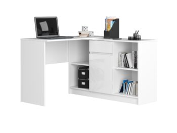 CASPER: Dokonalá eleganciu v bielej  Hľadáte písací stôl, ktorý by skvele ladil s moderným interiérom? Predstavujeme vám CASPER - kombinácia elegantného designu a funkčnosti. Jeho čisto biely dizajn s lesklým povrchom dodá vašej pracovnej stanici alebo detskej izbe výnimočný vzhľad.   Typ tovaru: Písací stôl Materiál: Kvalitný a odolný LTD < strong>Rozmery: 79 x 120 x 126 cm - ideálne rozmery pre každú izbu Farba: Svieža biela s bielym leskom Vybavenie: 1 zásuvka na uskladnenie všetkých vašich potrieb Štýl: Moderné a dizajnové prevedenie Dekor: Prekrásny lesk Tvar: Rohový - skvele využije priestor Počet políc: 6 políc pre jednoduchú organizáciu < /ul>  Písací stôl CASPER je stvorený pre tých, ktorí si potrpia na kvalitu a štýl. Je to ideálny doplnok ako do detskej izby, tak do kancelárie či pracovne.