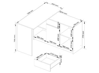 CASPER - Písací stôl, kde elegancia stretáva funkčnosť  S hrdosťou Vám predstavujeme CASPER - písací stôl, ktorý je nielen vizuálne pútavý, ale aj maximálne praktický. Jeho sofistikovaná biela farba harmonicky kontrastuje s tónom grafitu, čím dodáva priestoru výrazného charakteru. Ideálna voľba do detskej izby, kancelárie aj pracovne.   Typ tovaru: Písací stôl Materiál: Spoľahlivý a odolný LTD < strong>Rozmery: 79 x 120 x 126 cm Farba: Krásna kombinácia bielej a grafitu Vybavenie: 1 praktická zásuvka na skladovanie Štýl: Moderný dizajnový vzhľad Tvar: Rohový, na optimálne využitie priestoru Počet políc: 6, ponúkajúci dostatok úložného miesta   Ak túžite po stole, ktorý zaujme na prvý pohľad a zároveň splní všetky Vaše požiadavky na funkčnosť, CASPER je pre Vás tou správnou voľbou.