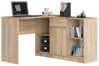 Písací stôl CASPER: Elegancia duba v modernom dizajne  Predstavujeme vám CASPER, písací stôl, ktorý stelesňuje dokonalú kombináciu moderného dizajnu a praktickosti. Jeho povrch inšpirovaný farbou duba Sonoma dodáva interiéru teplý a prírodný nádych.   Typ tovaru: Písací stôl Materiál: Vysoká kvalita LTD Rozmery: 79 x 120 x 126 cm - priestranný a pritom kompaktný Farba: Prírodný dub Sonoma Vybavenie:< /strong> 1 praktická zásuvka na uskladnenie nevyhnutností Štýl: Moderný a dizajnový vzhľad Tvar: Rohový - šetrí priestor a zároveň ponúka veľkú pracovnú plochu Počet políc: 6 priestranných políc na usporiadanie vašich potrieb   Stôl CASPER je ideálnou voľbou pre tých, ktorí hľadajú kvalitný a estetický nábytok. Či už do detskej izby alebo kancelárie, tento stôl bude vašim nevyhnutným pomocníkom.
