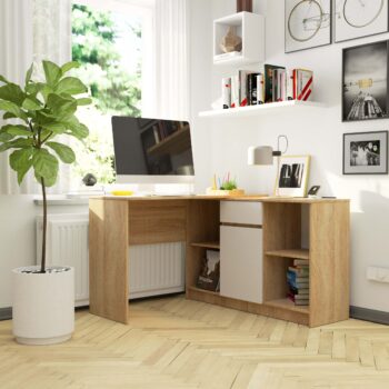 CASPER - Moderný písací stôl s dreveným šarmom  Predstavujeme Vám stôl CASPER - dokonalú syntézu moderného dizajnu a prírodnej elegancie duba Sonoma. Jeho kombinácia dreveného odtieňa s čistou bielou farbou okamžite oživí akýkoľvek interiér, či už je to detská izba, kancelária alebo pracovňa.   Typ tovaru: Písací stôl Materiál: Odolný a trvanlivý LTD < strong>Rozmery: 79 x 120 x 126 cm Farba: Teplý odtieň duba Sonoma doplnený sviežou bielou Vybavenie:< /strong> 1 priestranná zásuvka pre všetky Vaše potreby Štýl: Moderný s dizajnovým dotykom Tvar: Rohový, pre maximálny využitie miesta Počet políc: 6, ponúka ideálny úložný priestor   Písací stôl CASPER je nielen praktickým nábytkom , ale aj štýlovým prvkom, ktorý dodá charakter každej miestnosti.