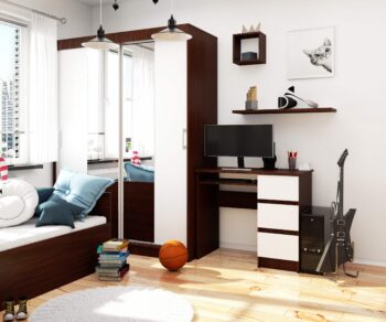 Písací stôl JIRÍ90P: Kombinácia elegancie a funkčnosti  JIRÍ90P - keď moderný dizajn stretne praktickosť. Tento písací stôl je skvelým zastúpením moderného a dizajnového štýlu v atraktívnej kombinácii farieb wenge a bielej. Perfektne zapadne do každej detskej izby, kancelárie alebo pracovne a stane sa nepostrádateľným pomocníkom pre všetky vaše činnosti.   Svojou unikátnou kombináciou farieb a funkciami je ideálnou voľbou pre tých, ktorí hľadajú kombináciu štýlu a užitočnosti.   Materiál: Odporný a dlhoveký materiál LTD, ktorý zaisťuje dlhú životnosť stola. Rozmery:  Ideálne rozmery 77 x 90 x 50 cm poskytujú dostatok priestoru pre prácu, ale zároveň sa hodia aj do kompaktných priestorov. Farba: Elegantný odtieň wenge kombinovaný s čistou bielou pre moderný vzhľad. Vybavenie: Tri priestranné zásuvky a praktická výsuvná doska pre klávesnicu , čo uľahčuje organizáciu a prácu. Polička: Užitočná polička na uskladnenie dokumentov alebo dekoračných predmetov.  Pravé prevedenie.  Nenechajte si ujsť príležitosť mať tento unikátny písací stôl JIRÍ90P a vneste do svojho interiéru kúsok elegancie s dotykom praktickosti.